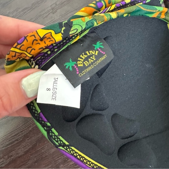 90s y2k halter bikini top - retro festival swimwear 8 rave psychedelic - Picture 4 of 5